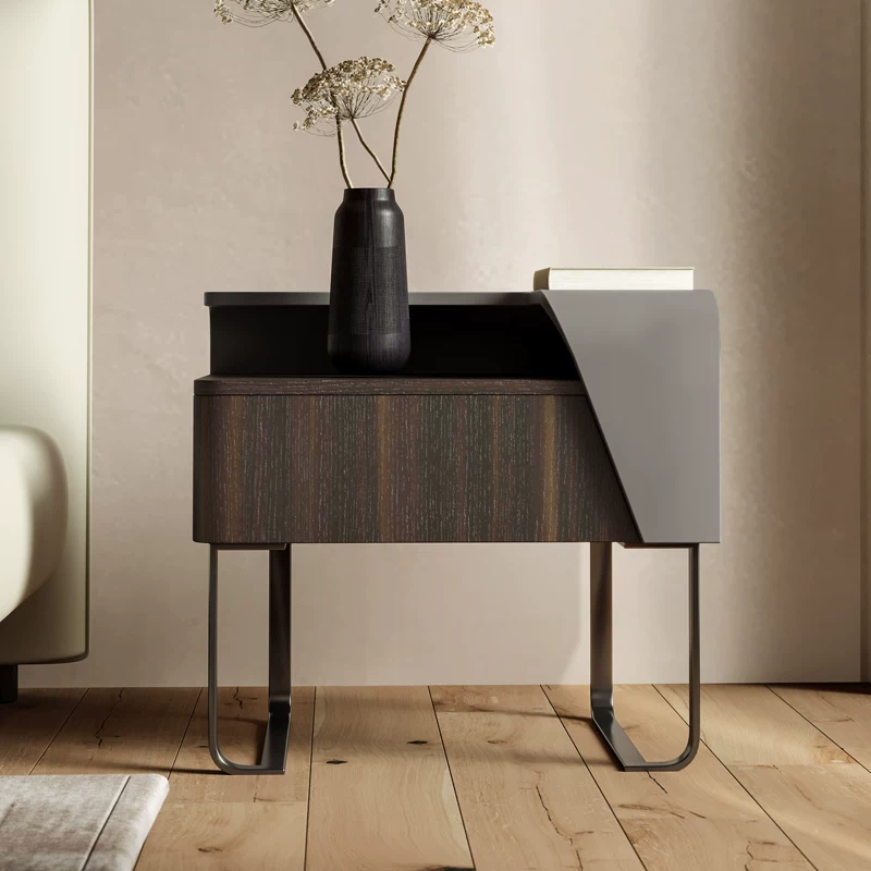 Lacquered Wood Nightstand