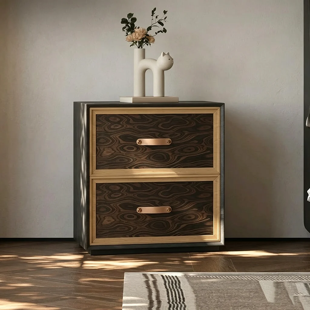 Black & Natural Wood Nightstand