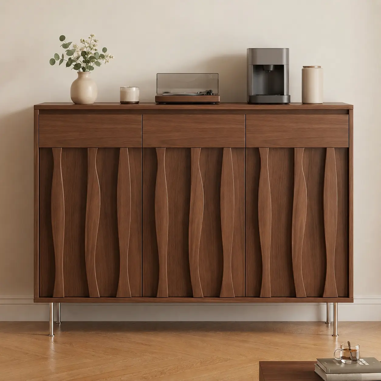 Architectural Wavy Multi-functional Sideboard