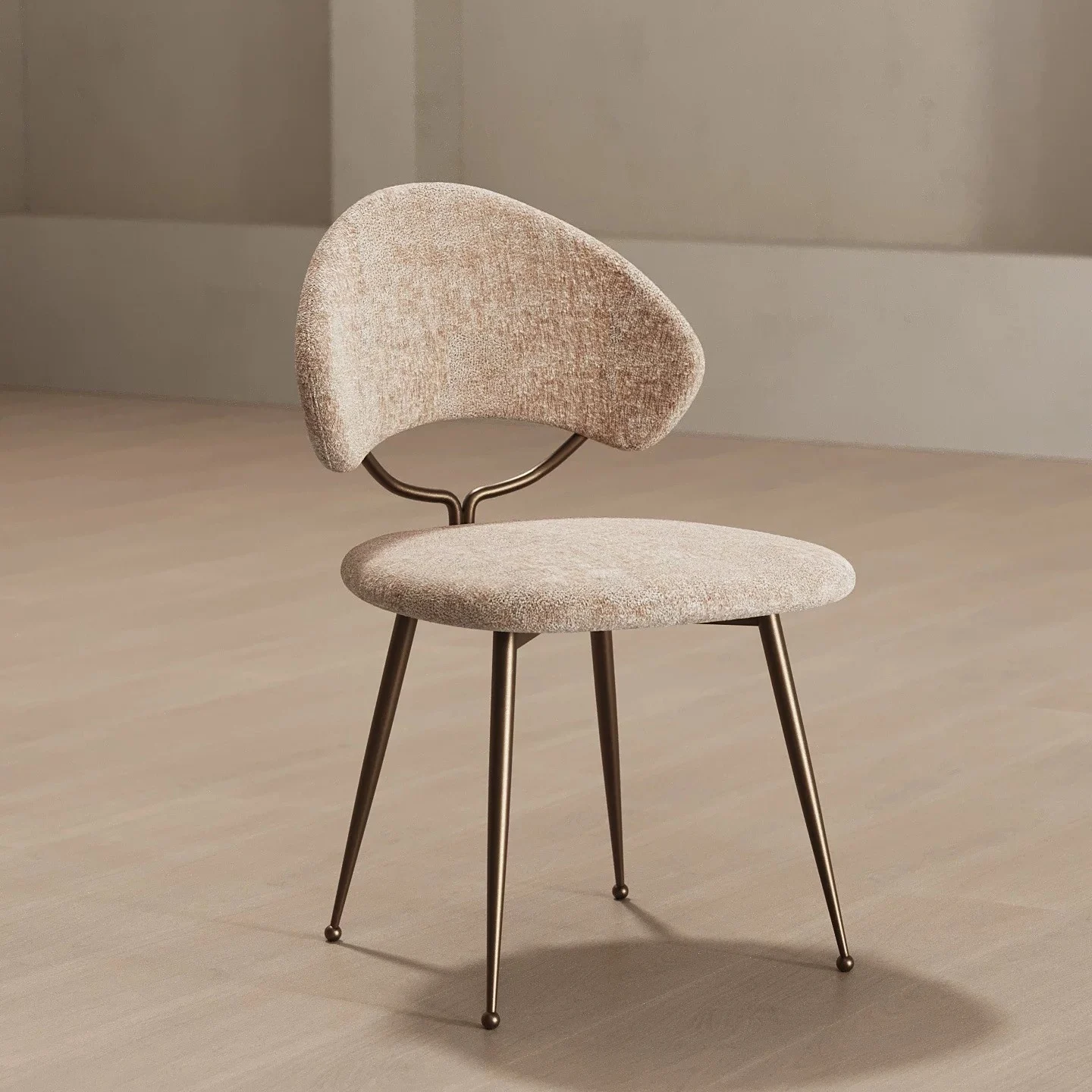 Upholstered Dining Chair with Metal Base