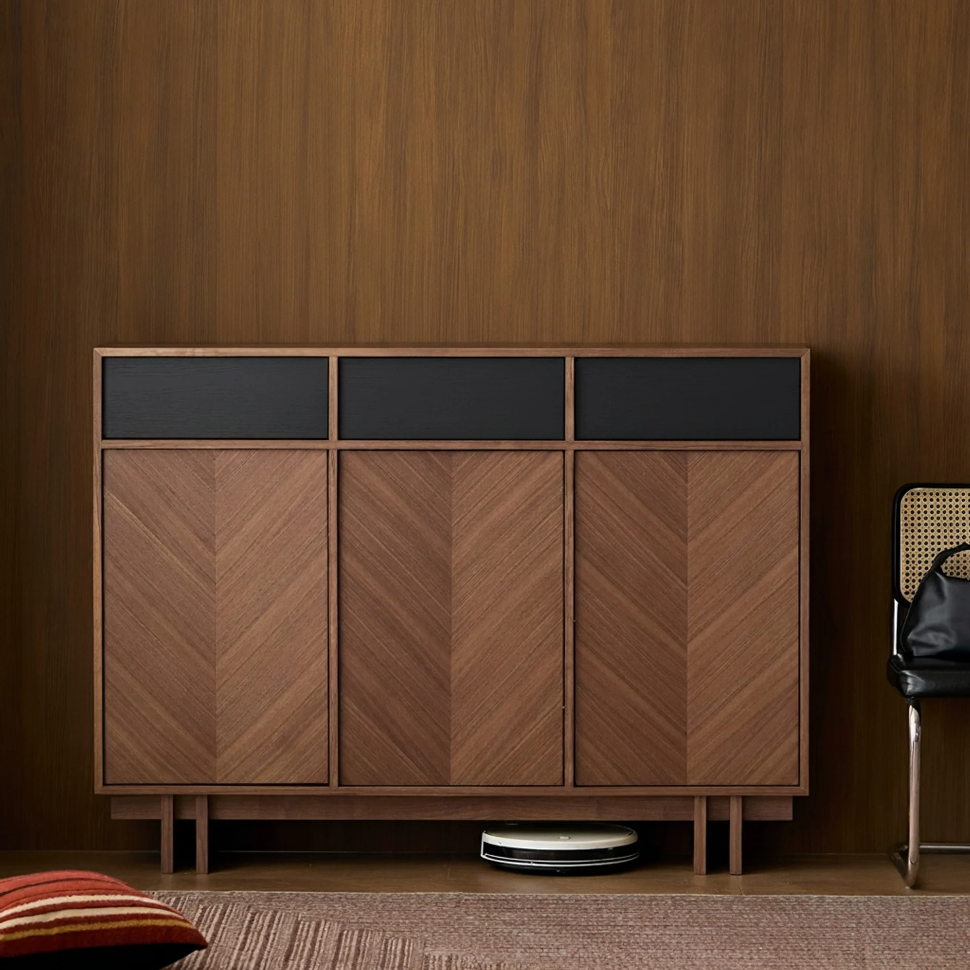 Mid-Century Wood Shoe Cabinet