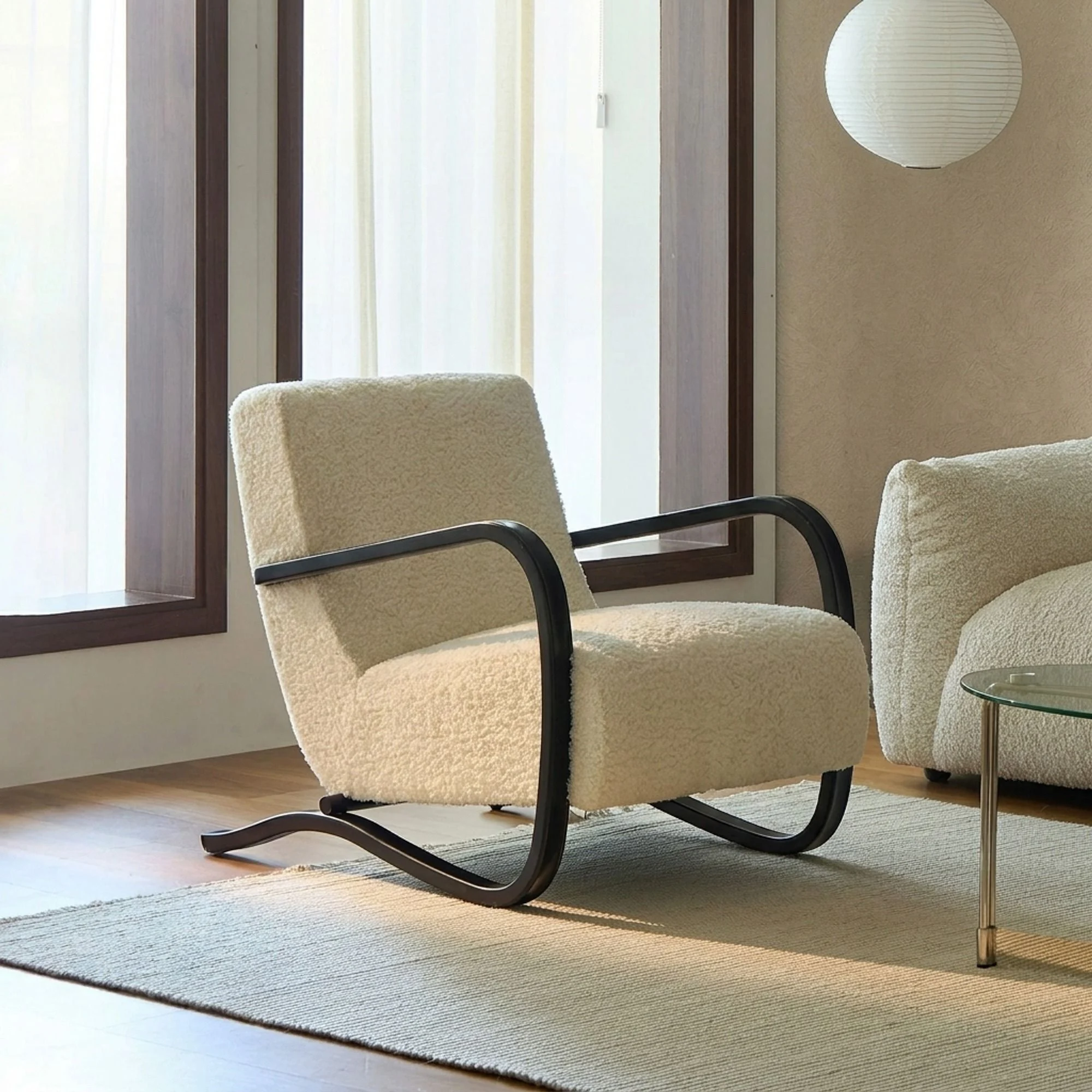 French Retro Boucle Accent Chair